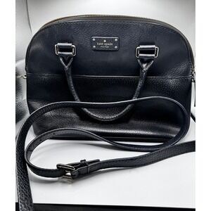 Kate Spade New York Black Leather Dome‎ Satchel Crossbody Bag Purse Handbag